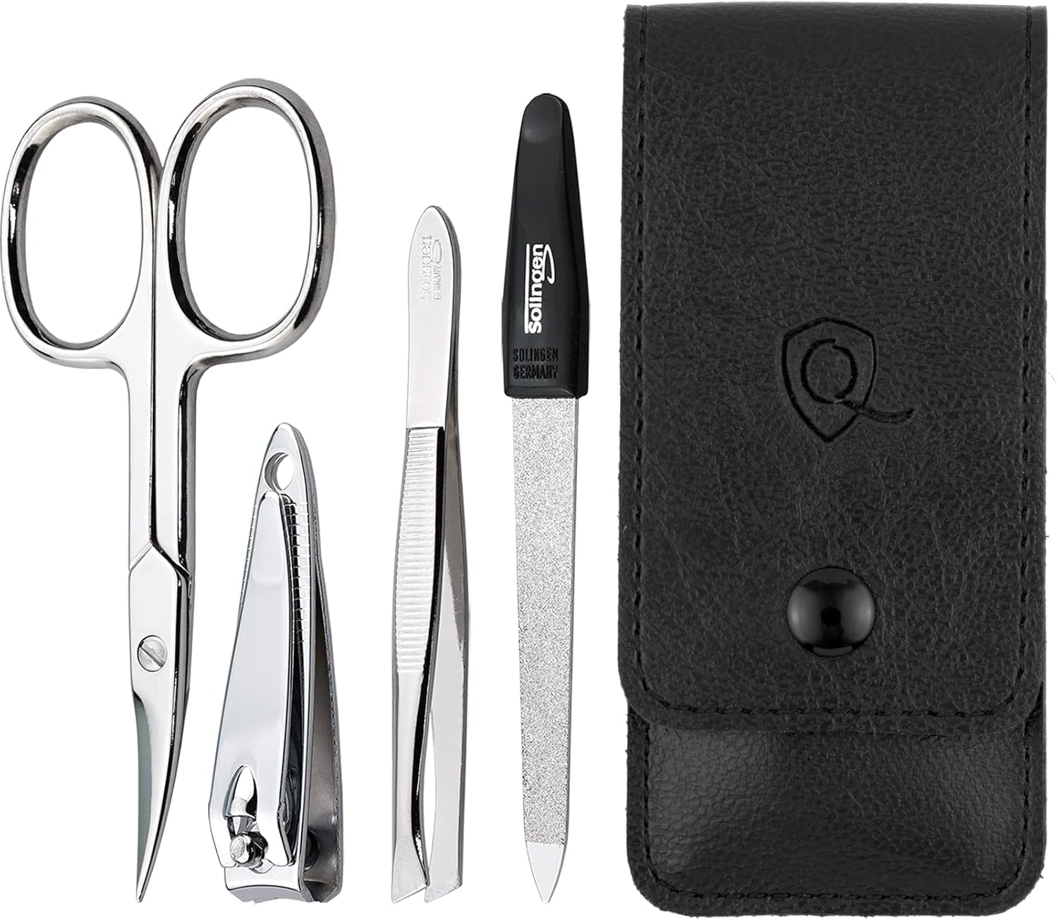 Detalle de marQus Maniküre-Set 4-teilig Schwarz mit Saphir-Nagelfeile aus Solingen