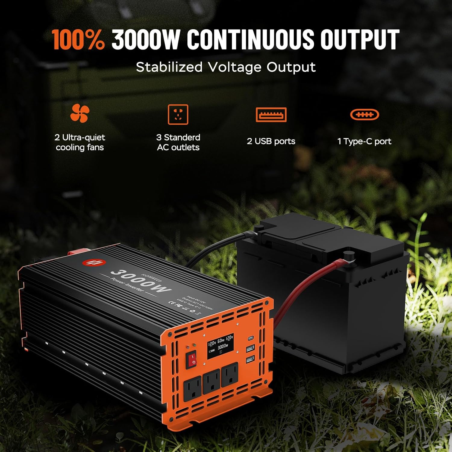 Thumbnail 4 de Homkeep 3000W Power Inverter 12V DC to 110V/120V