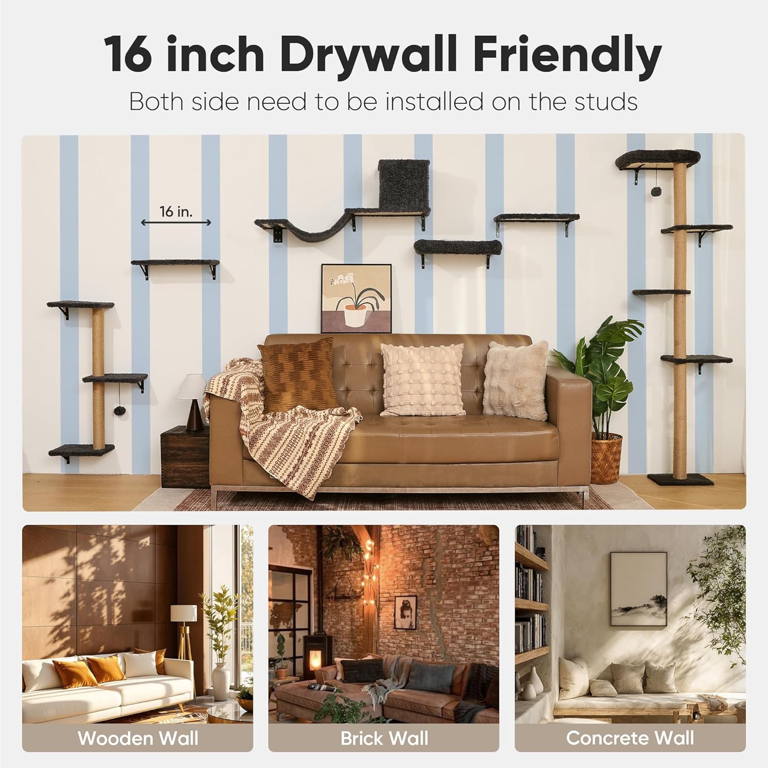 Thumbnail 6 de FUKUMARU 4-in-1 Large Cat Shelves for 16-inch drywall 🐱