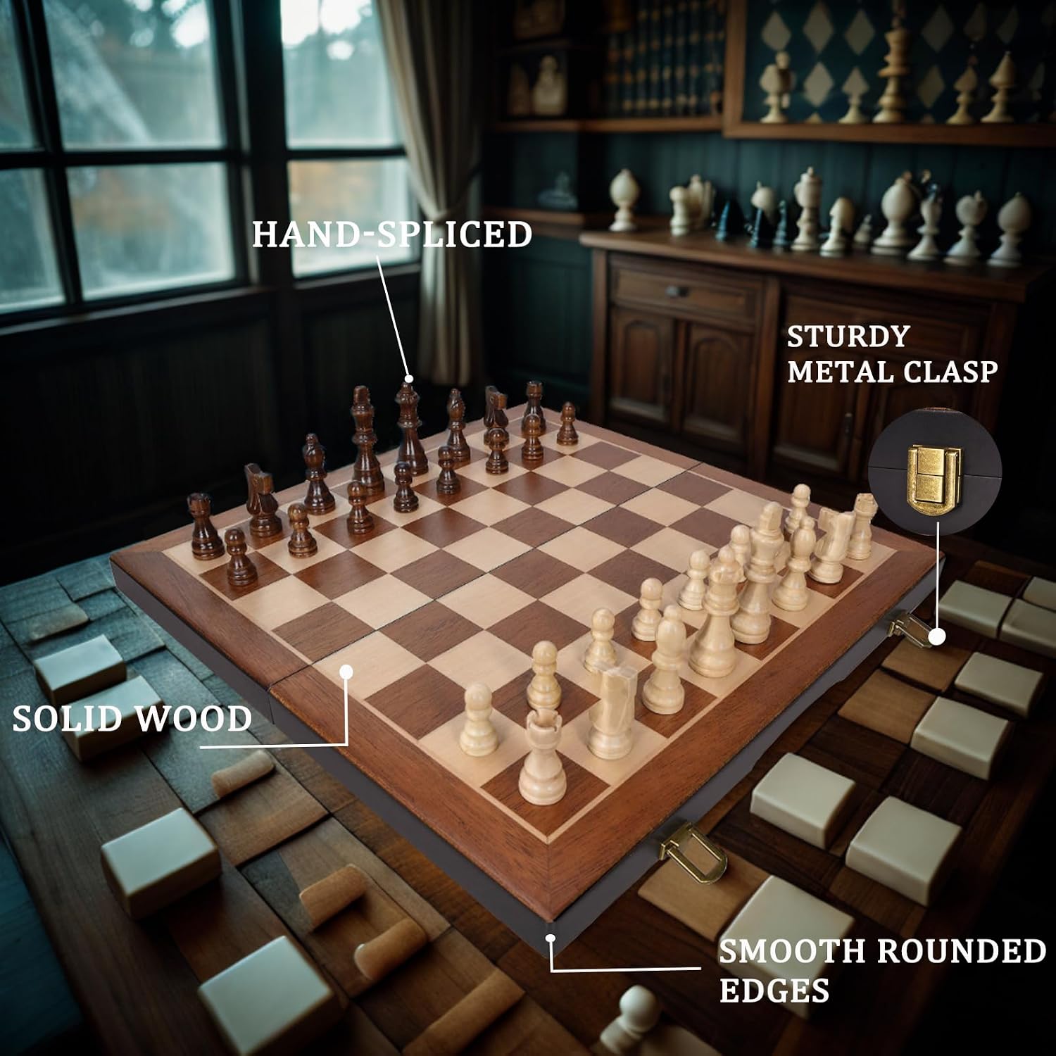 Detalle 1 de BIVOMON Chess Magnetic Wooden Set 15" 🧠