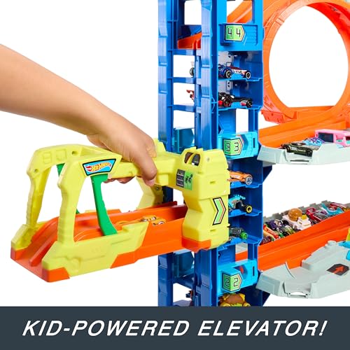 Detalle de Hot Wheels City “Let’s Race - ¡a Correr!” Netflix Megagaraje Ultimate Garage HKX48 con pista de varios niveles
