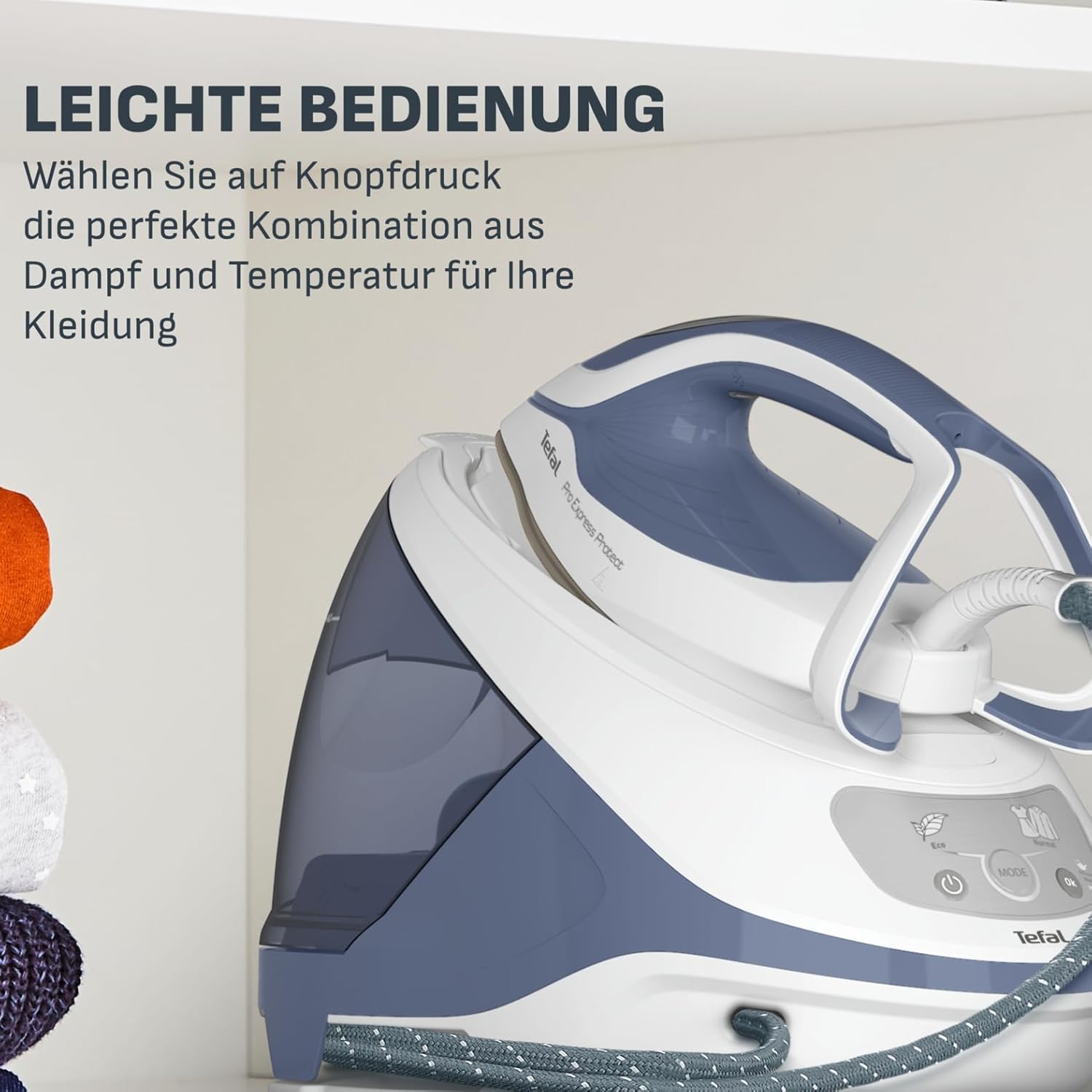 Thumbnail 4 de Tefal Pro Express Protect Dampfbügelstation GV9225 (7,6 bar) mit Vertikaldampf und Anti-Kalk-Kollektor