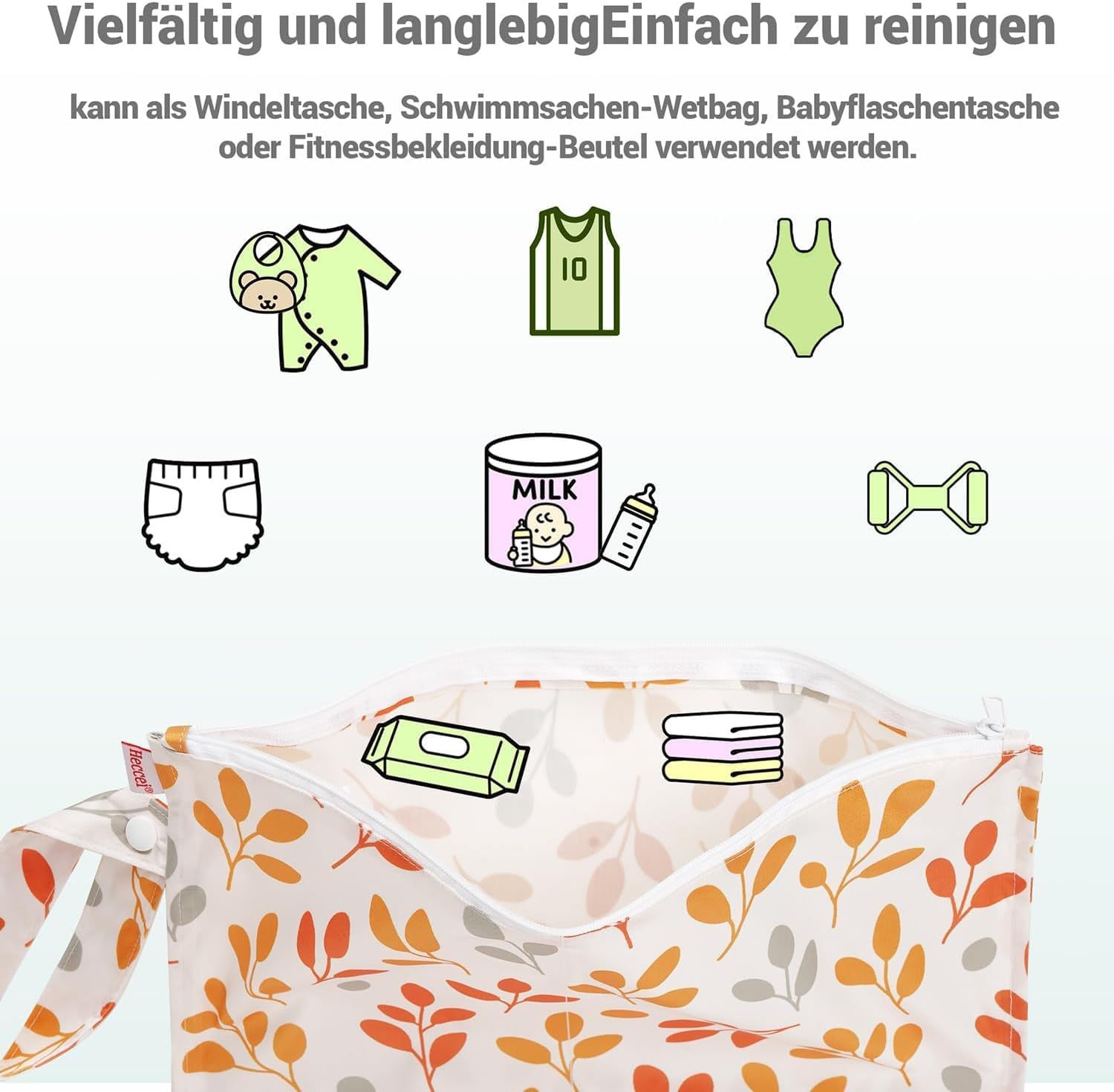 Thumbnail 2 de HECCEI Wet Bags (2 Pack) – Waterproof wet/dry bags for baby, swim, gym and travel