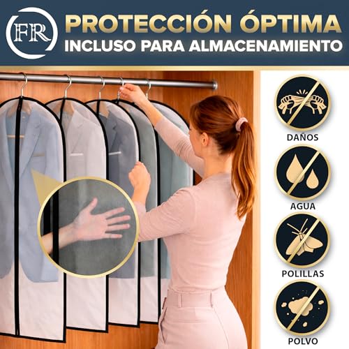 Detalle de FiRiO 2x Fundas de Ropa Armario, Antipolvo y Transpirables (100x60 cm) – Porta Trajes para Mujer y Hombre