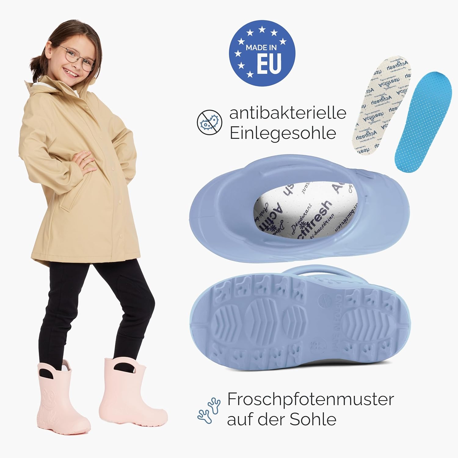 Detalle de Ladeheid Eva federleichte Kinder-Gummistiefel – wasserdichte Regenschuhe für Jungen und Mädchen LA-CA-01