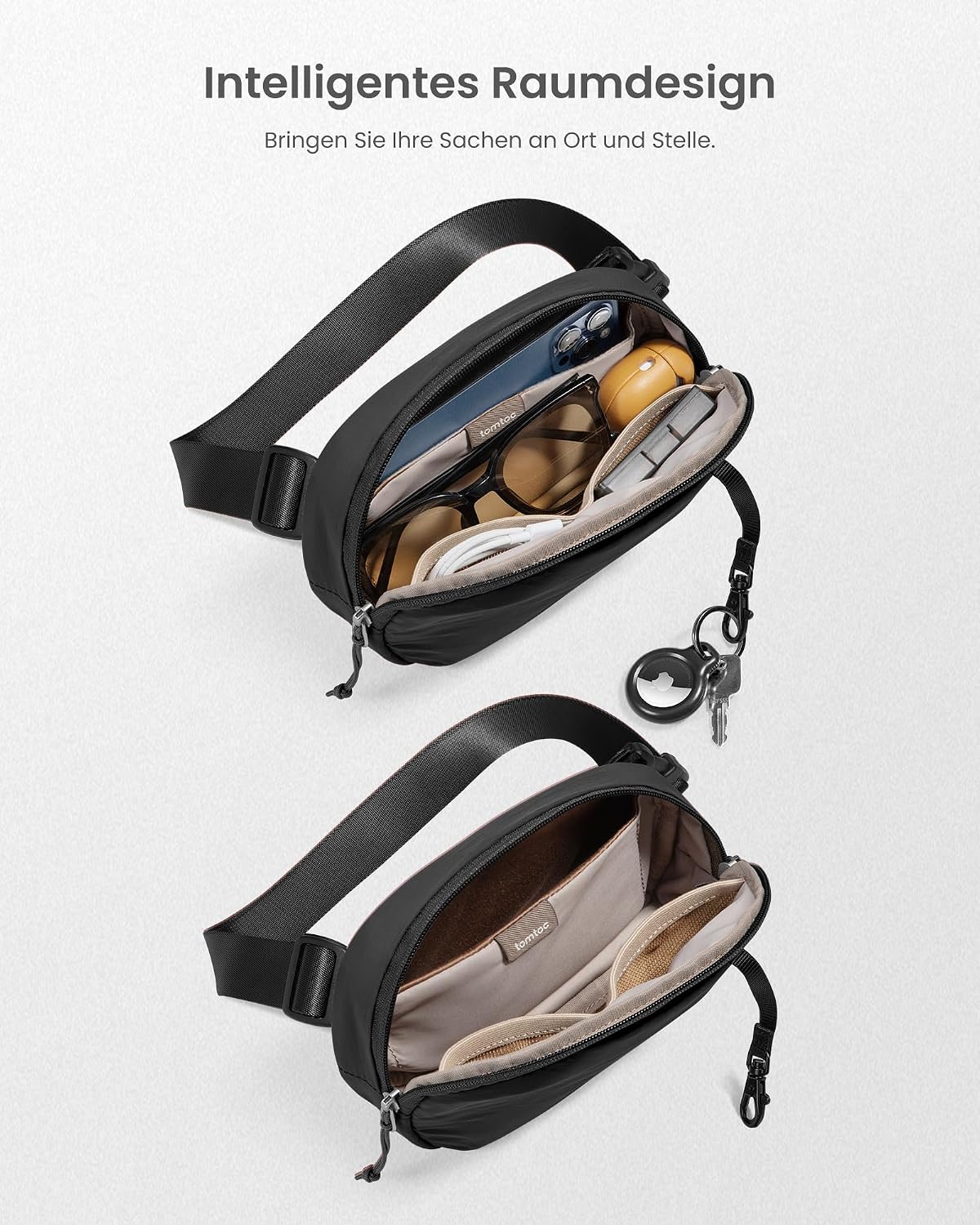 Detalle de tomtoc Damen/Herren Bauchtasche mit RFID-Schutz (1,5 Liter) – Slingbag mit verstellbarem Gurt für Reise, Alltag & Outdoor