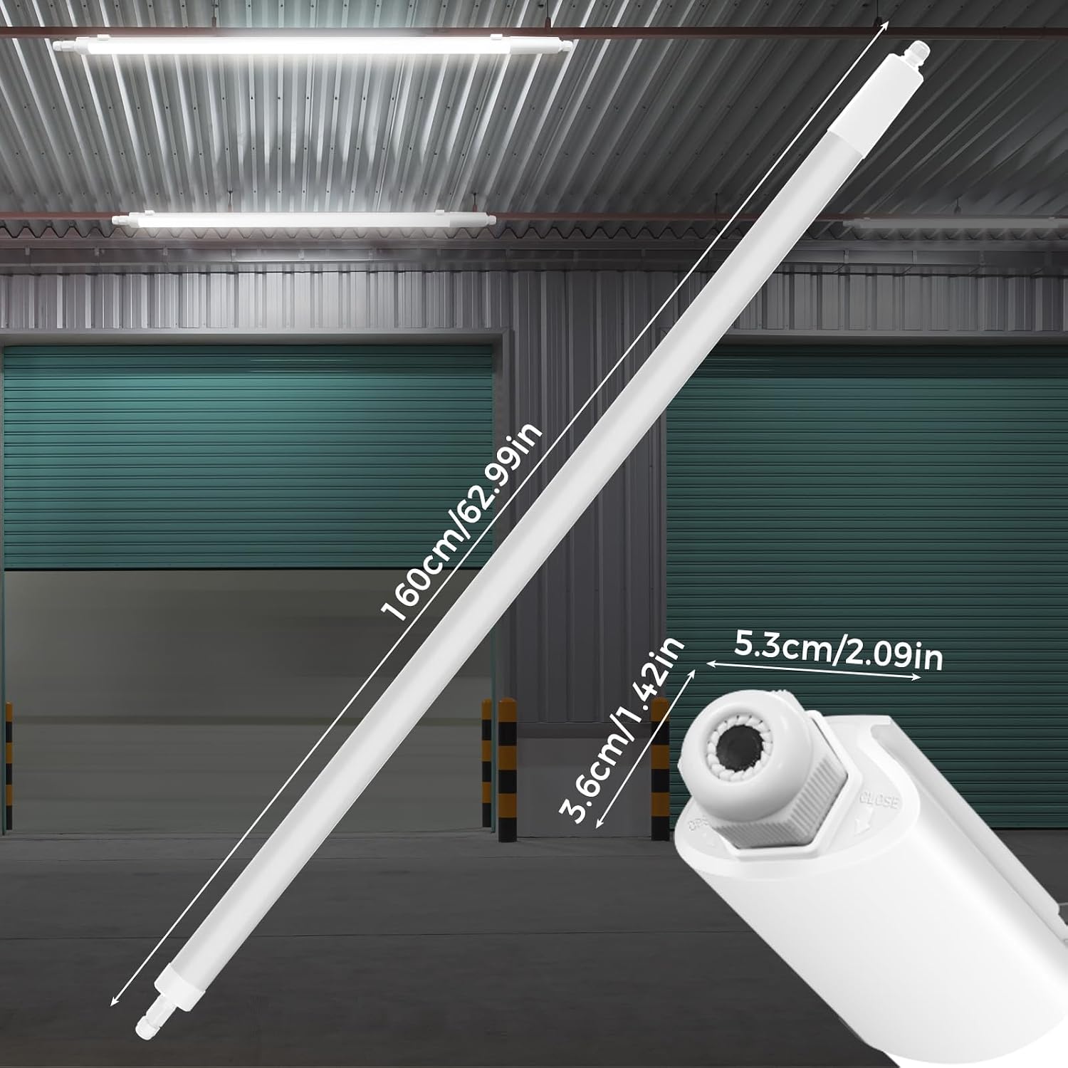 Detalle 2 de Zemty 5FT LED Batten Lights (48W, 5280LM) IP65 with 3 selectable colour temperatures