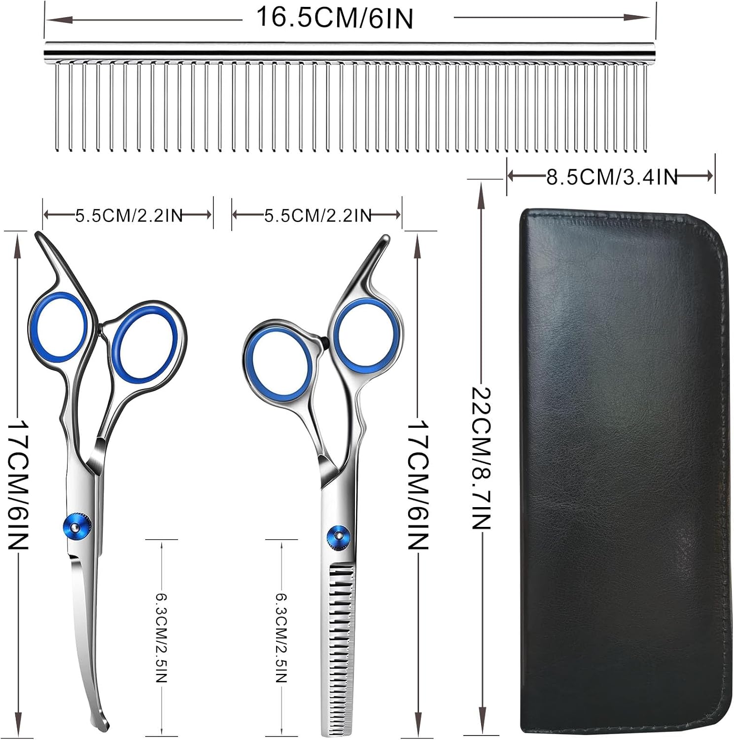 Detalle 2 de Dog Grooming Scissors 4-in-1 kit with steel comb ✂