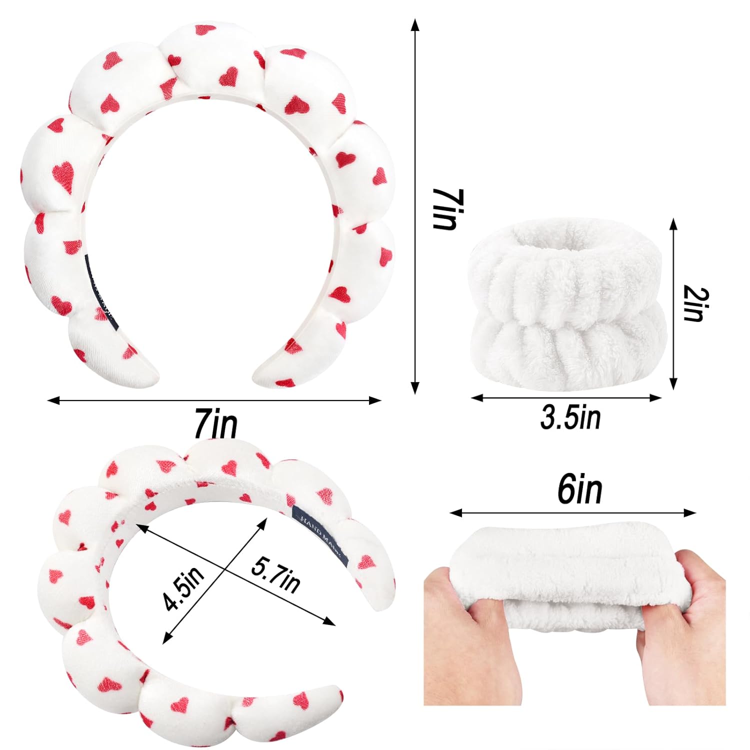 Thumbnail 5 de Zkptops Spa Headband and Wristband Set for Washing Face – Velvet, Sponge–Lined, Non-Slip Haircare Accessory