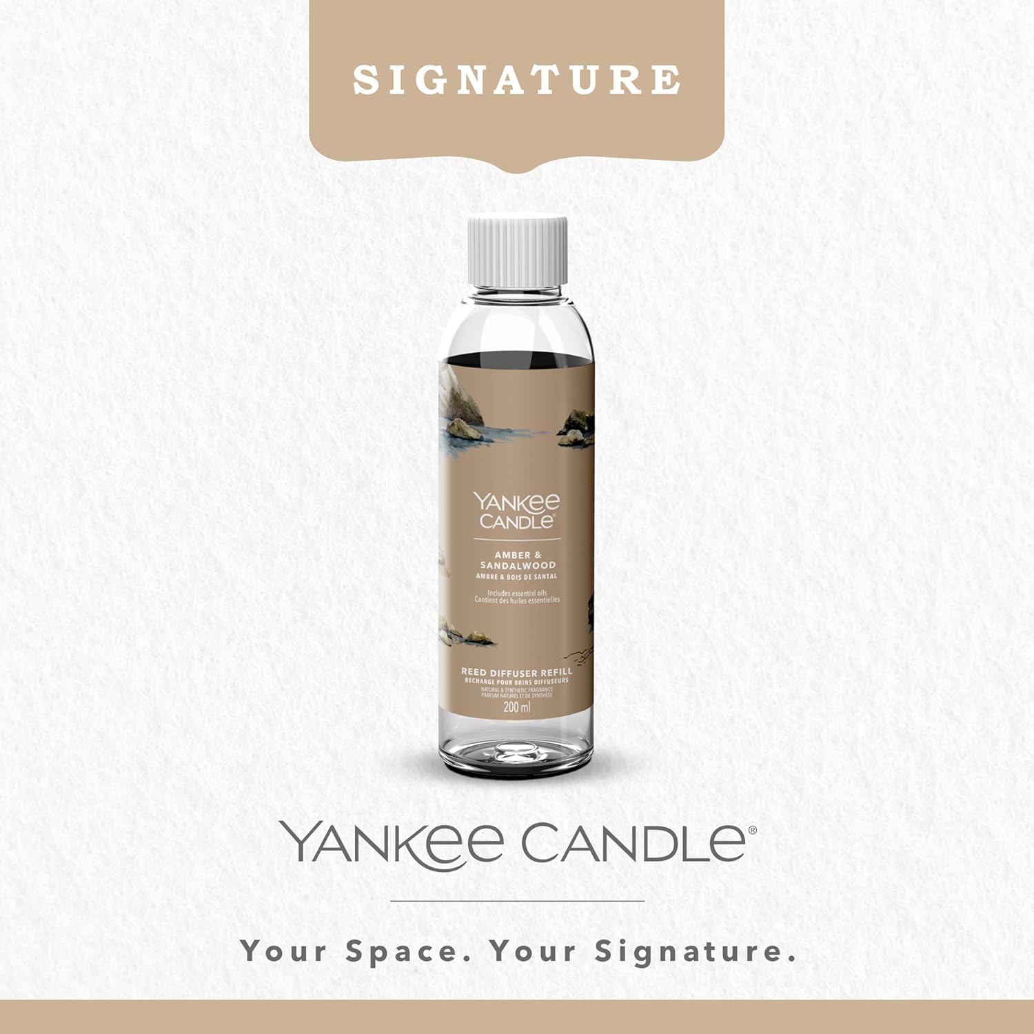 Detalle 2 de Recharge brins diffuseur Yankee Candle Signature Ambre et Bois de Santal – 200 ML