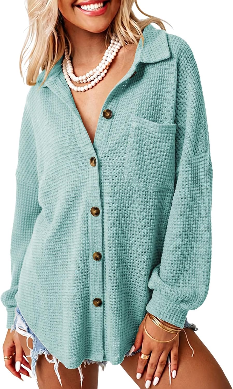 Detalle de Dokotoo waffle knit shacket jacket