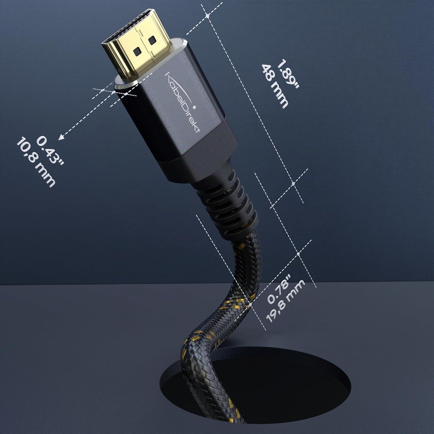Detalle 2 de KabelDirekt HDMI 2.1 8K/4K 3 m – Cavo intrecciato in metallo antishock, 48G e supporto 8K60Hz per PS5/Xbox e home cinema
