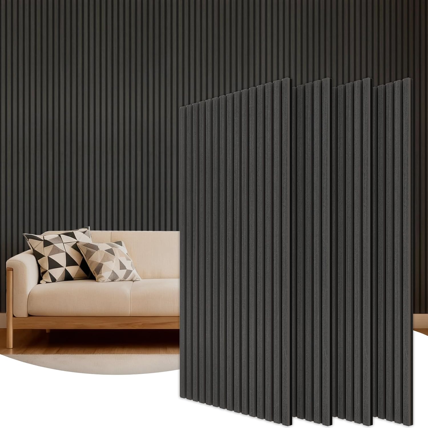 Detalle de TONOR 25070 akustikpaneler, 120 x 60 cm, svart, 4-pack