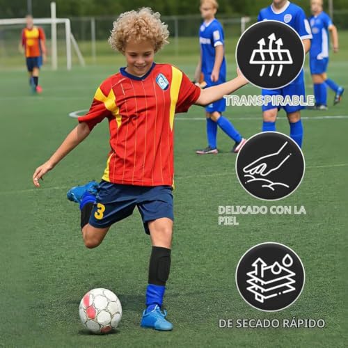 Thumbnail 3 de AYBUY Espinilleras de Fútbol para Niño con Protección de Pantorrilla y Taquillas Transpirables
