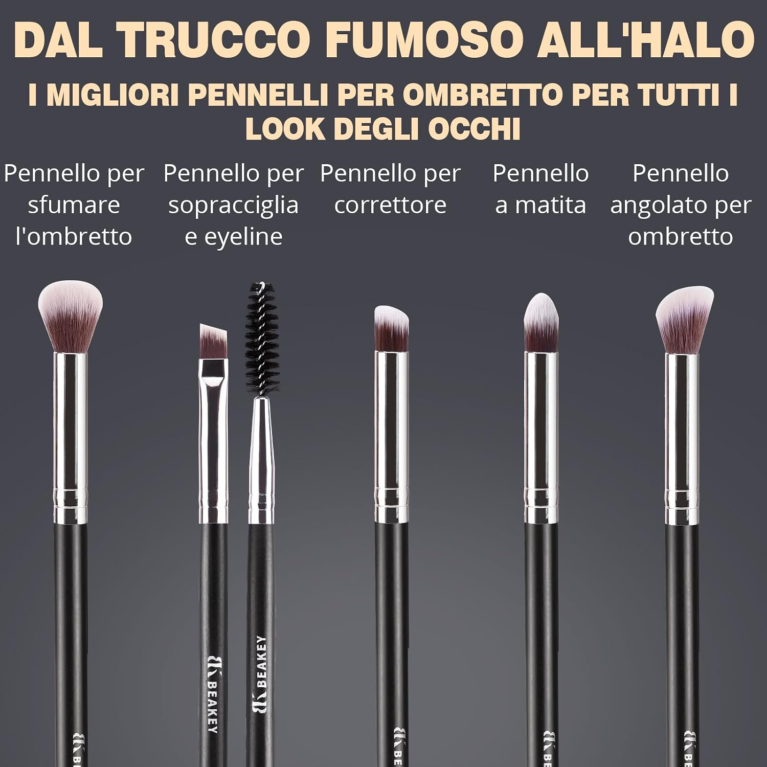Detalle de BEAKEY Set pennelli trucco professionale 12 pezzi 🎨