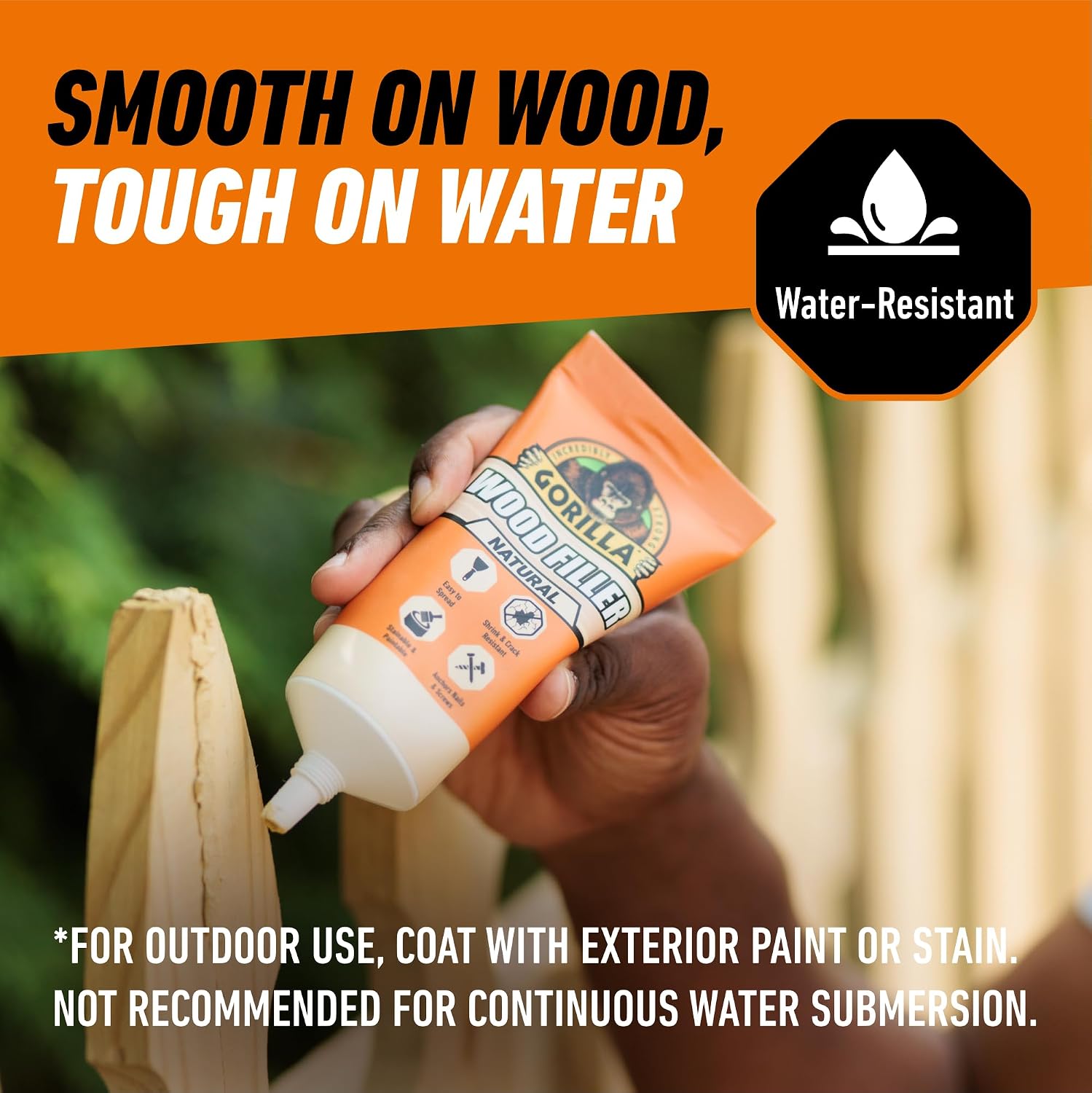 Detalle de Gorilla 108033 High Performance Wood Filler, 170g Stainable and Paintable