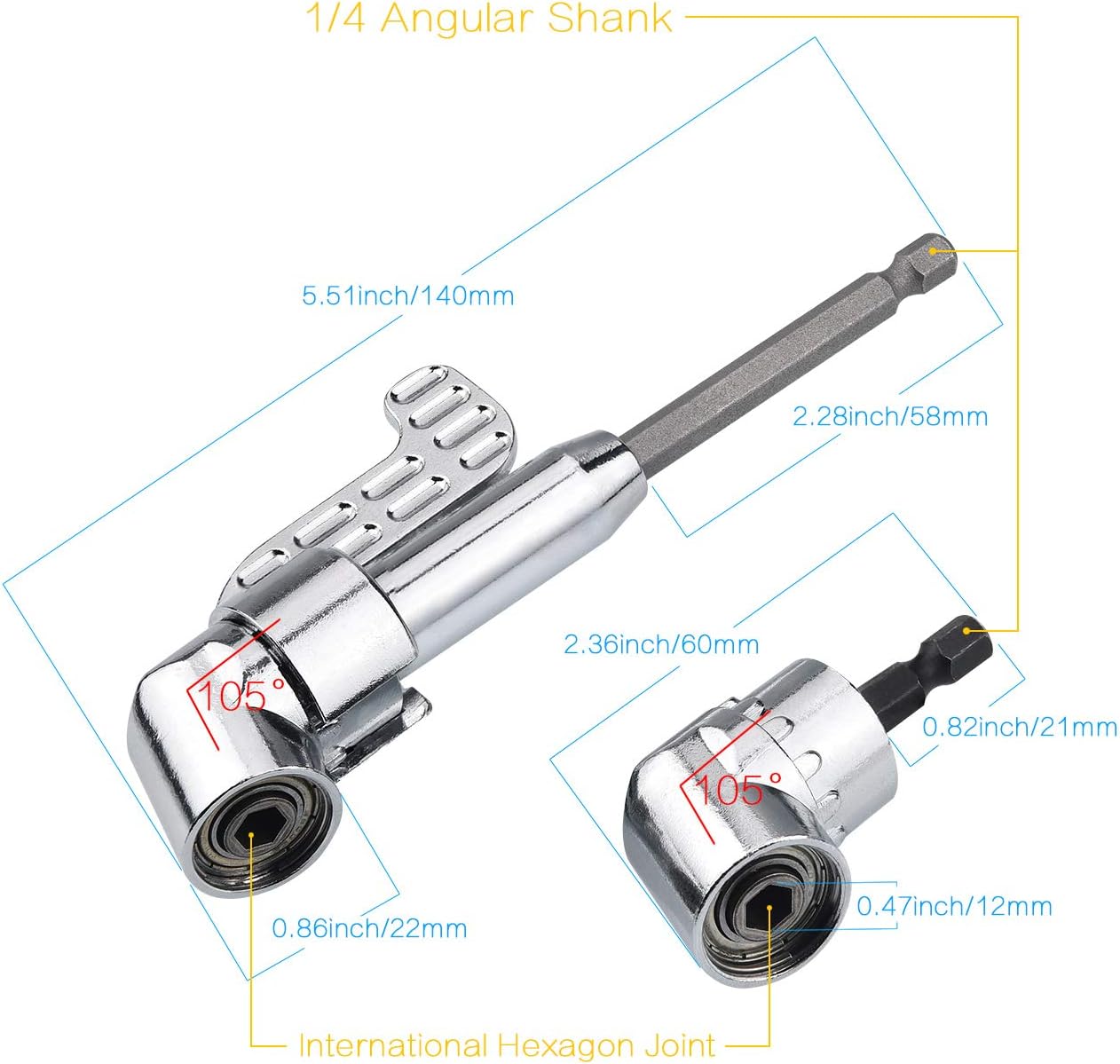 Detalle 2 de JIZZU 1/4" Adaptateur 105° pour perceuse đ