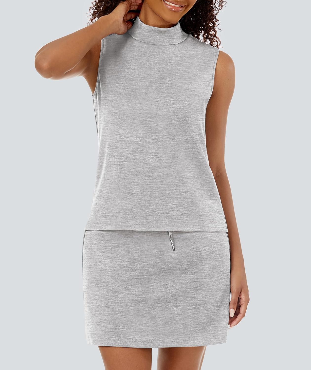 Thumbnail 6 de Casly Lamiit Two-Piece Skirt Set for Women (Mock Neck Tank & Skort) — Summer Tennis & Travel Outfit