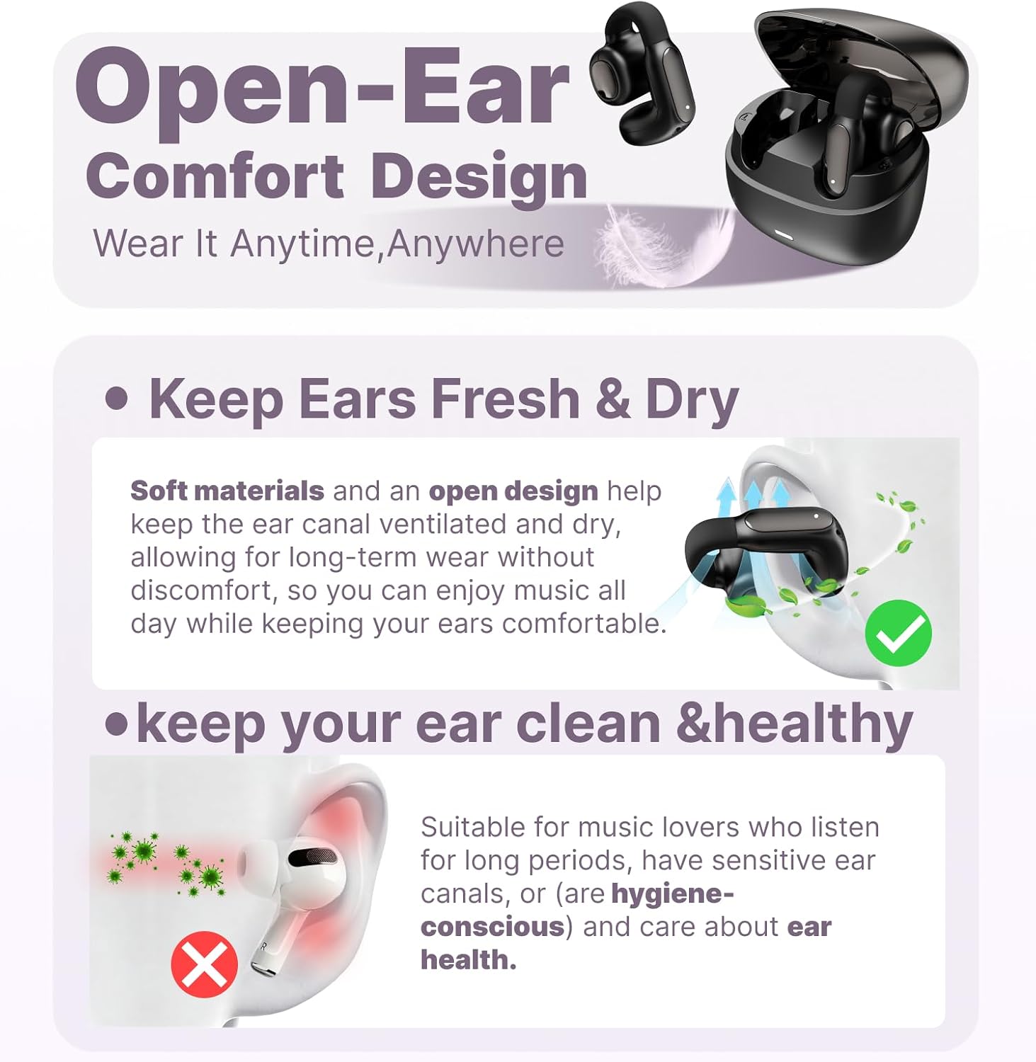 Detalle 2 de Hmusic TWS Open Ear 5.4g Headphones