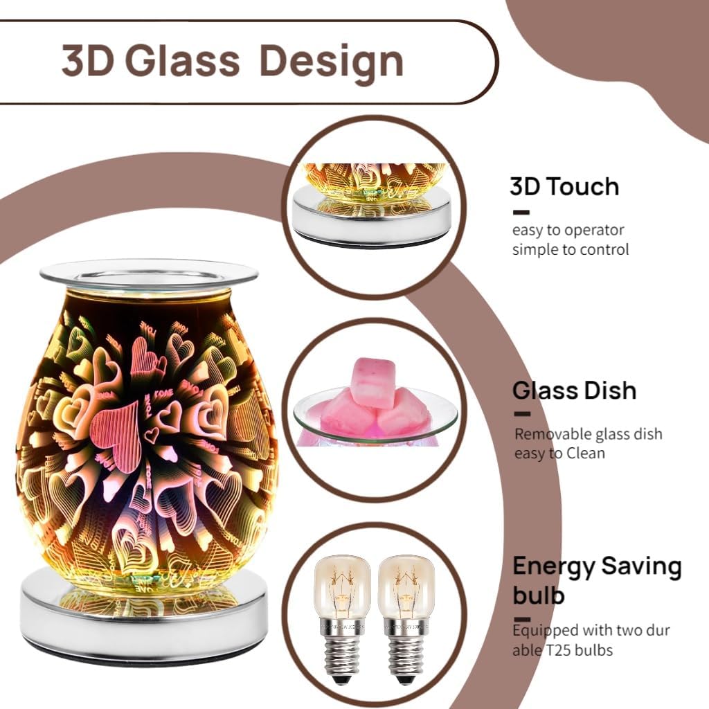 Thumbnail 4 de DICIMI Electric Wax Melt Burner (3D Heart & LOVE) with Touch Control and 3 Heat Settings