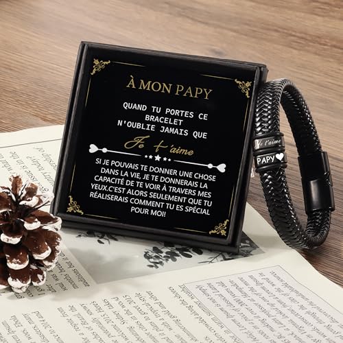 Thumbnail 3 de Bracelet Merclix Papy – Bracelet cuir 21 cm avec coffret cadeau et carte de vœux