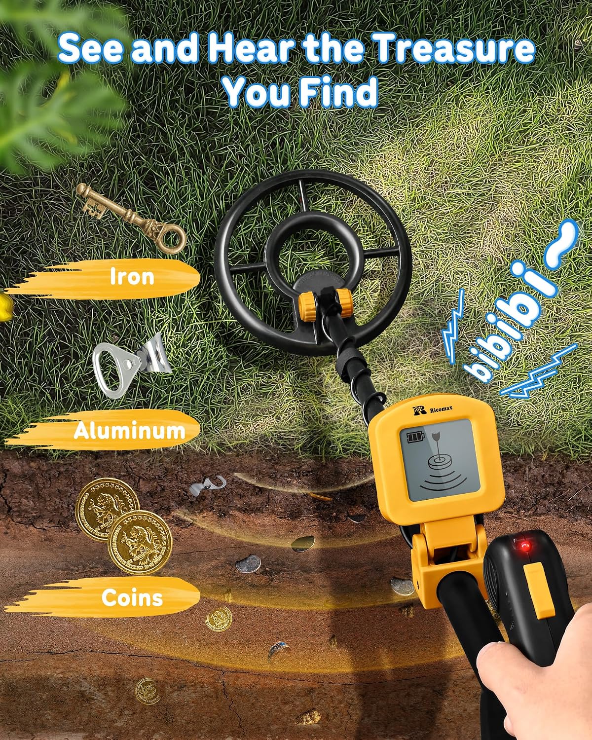 Detalle de RM RICOMAX Kids Metal Detector, 7.4-inch coil