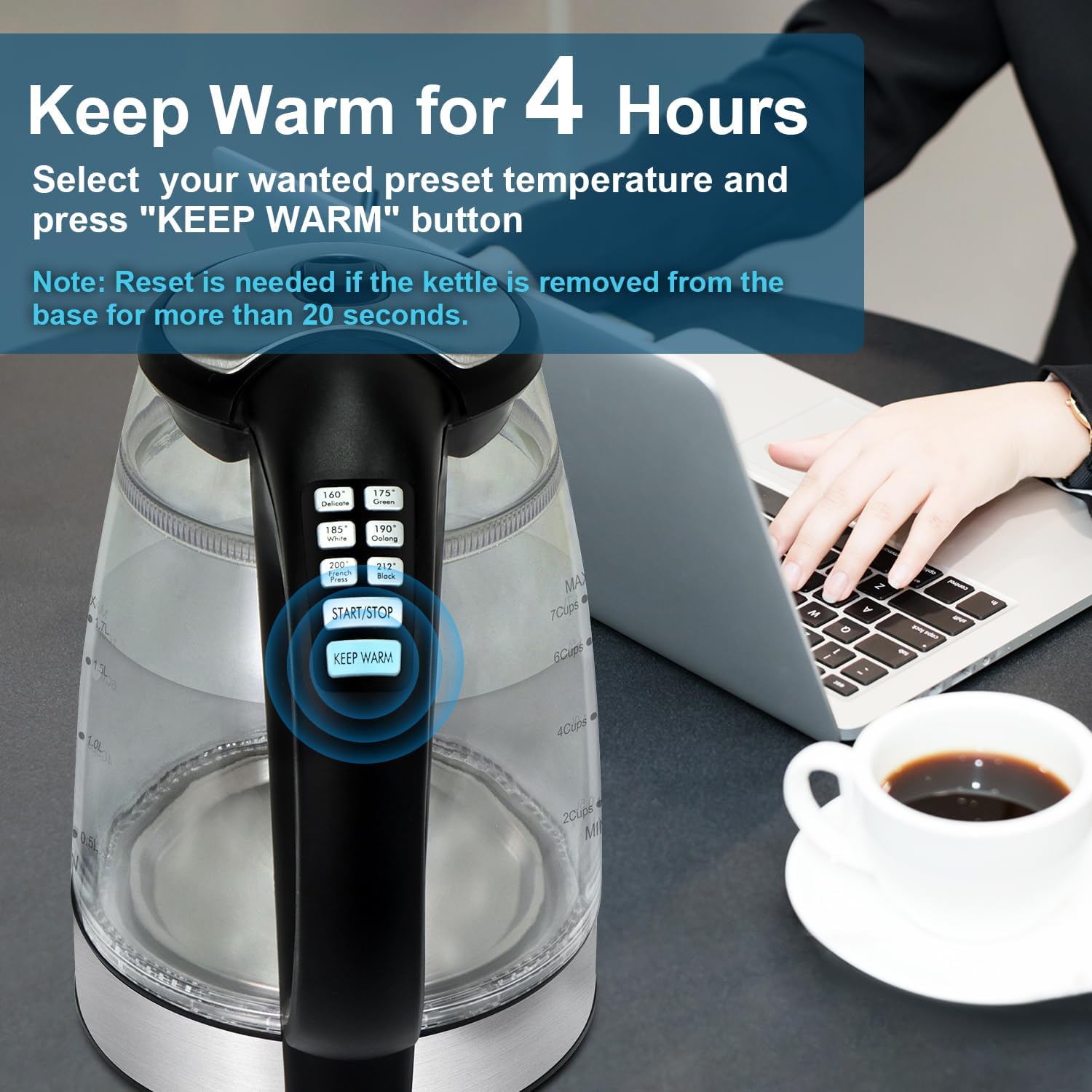 Detalle 2 de 1500W Electric Kettle with Temperature Control