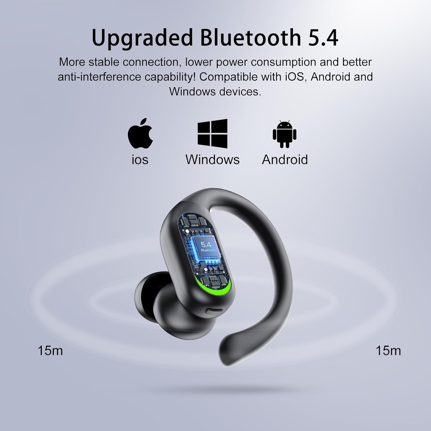Detalle 2 de Bluetooth Kopfhörer Sport S2 Pro – 5.4 Stereo In Ear, IPX7, LED Display, 60 Stunden Laufzeit
