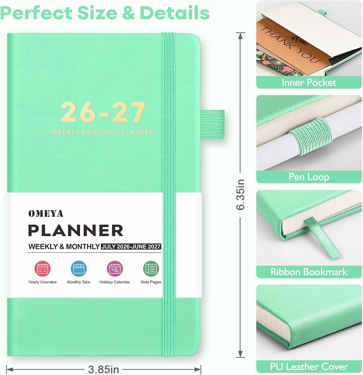 Thumbnail 6 de OMEYA 2026–2027 Weekly & Monthly Planner, 100gsm Paper, Stitched Binding