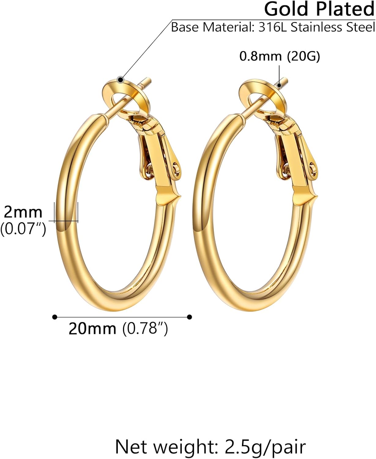 Thumbnail 6 de PROSTEEL Créoles femme en acier inoxydable 316L plaqué or jaune – grands anneaux (20 à 100 mm)