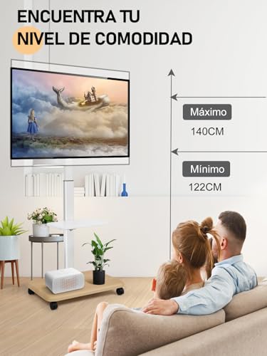 Thumbnail 1 de Soporte TV Móvil Blanco para 32-70" con Ruedas y Estante