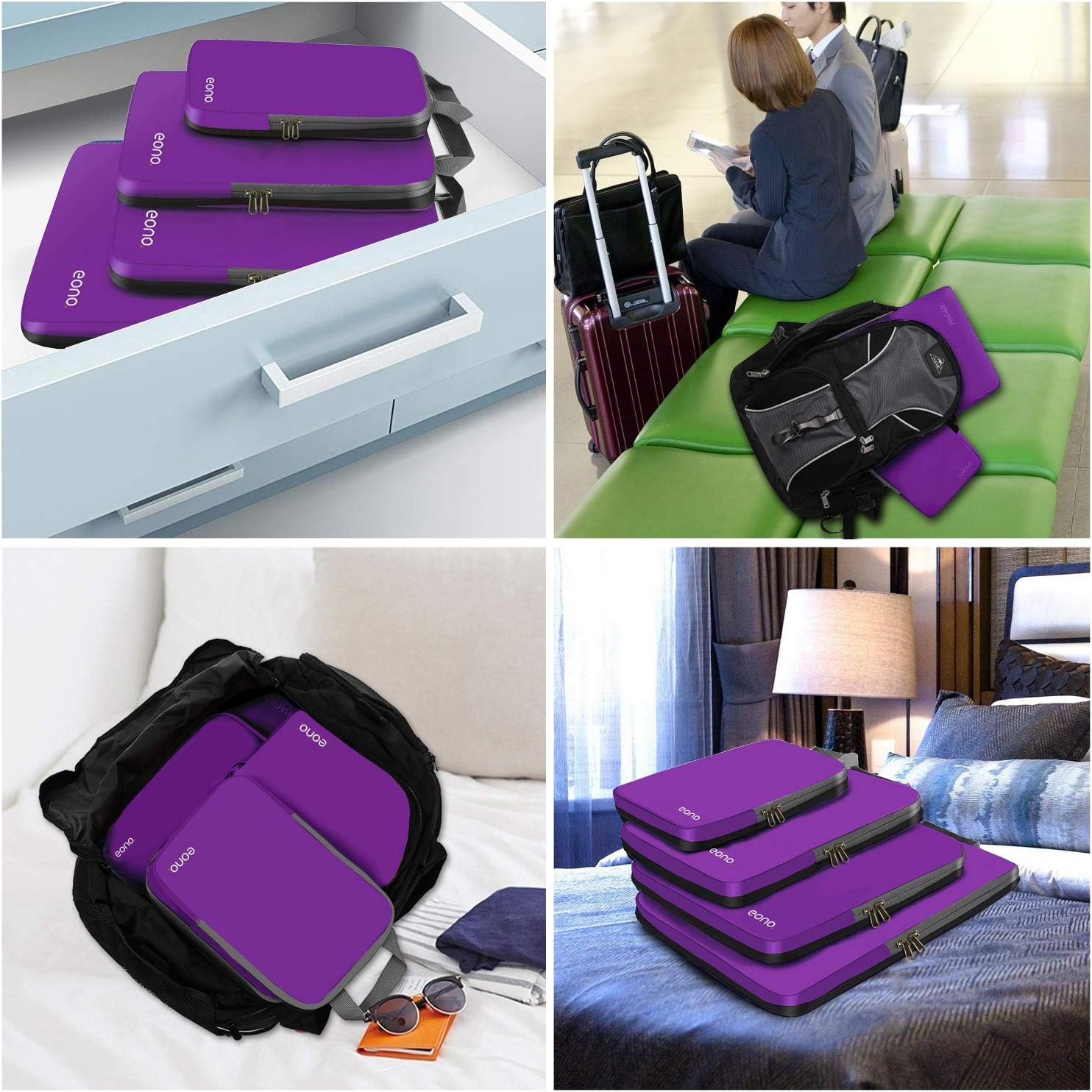 Thumbnail 6 de Eono Packing Cubes Set (3/4/6) – Compression Luggage Organisers for Travel