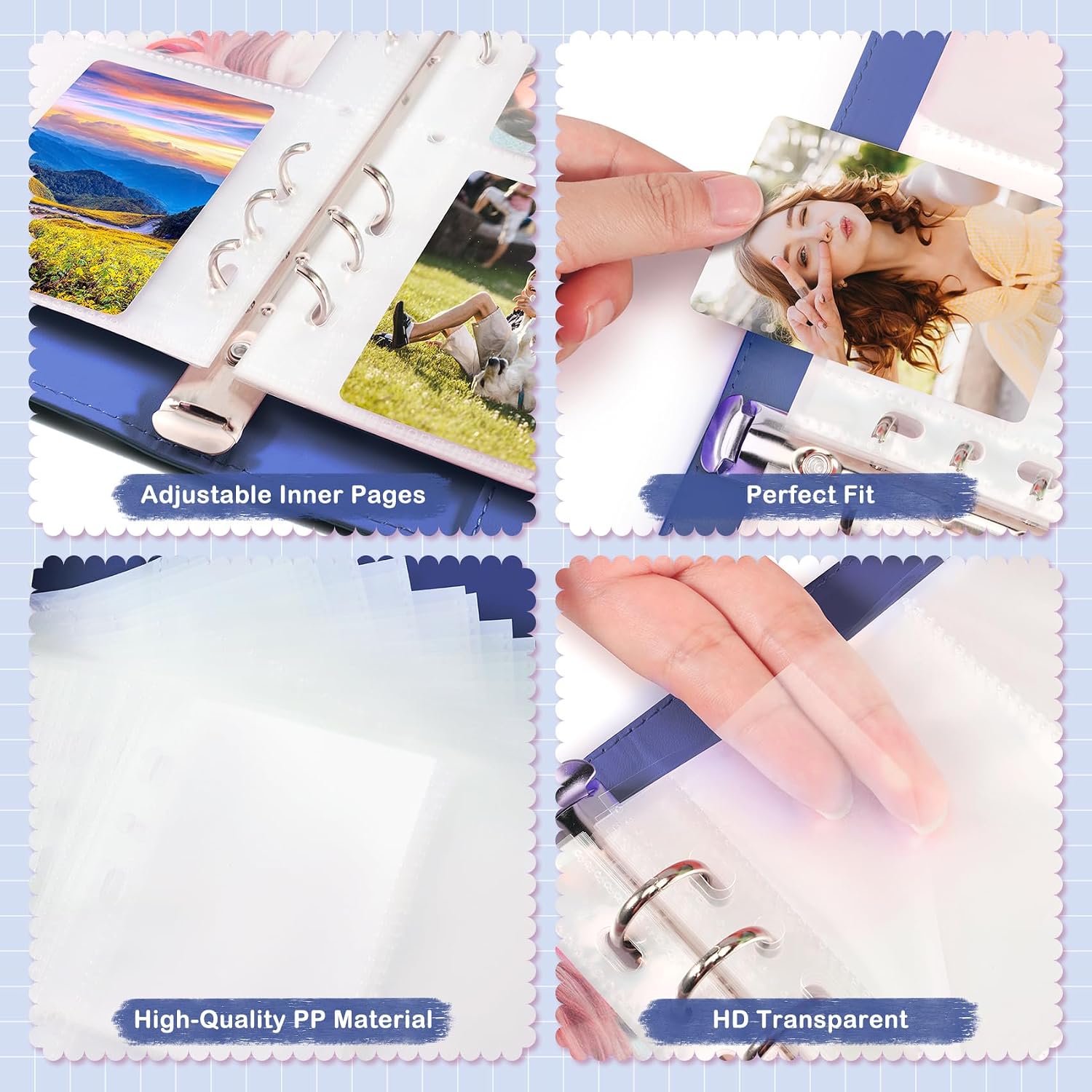 Thumbnail 6 de A5 K-pop Photocard Binder with 30 Pack 4-Pocket Pages, 6-Ring Album (240 card slots) and PU Leather Magnetic Closure