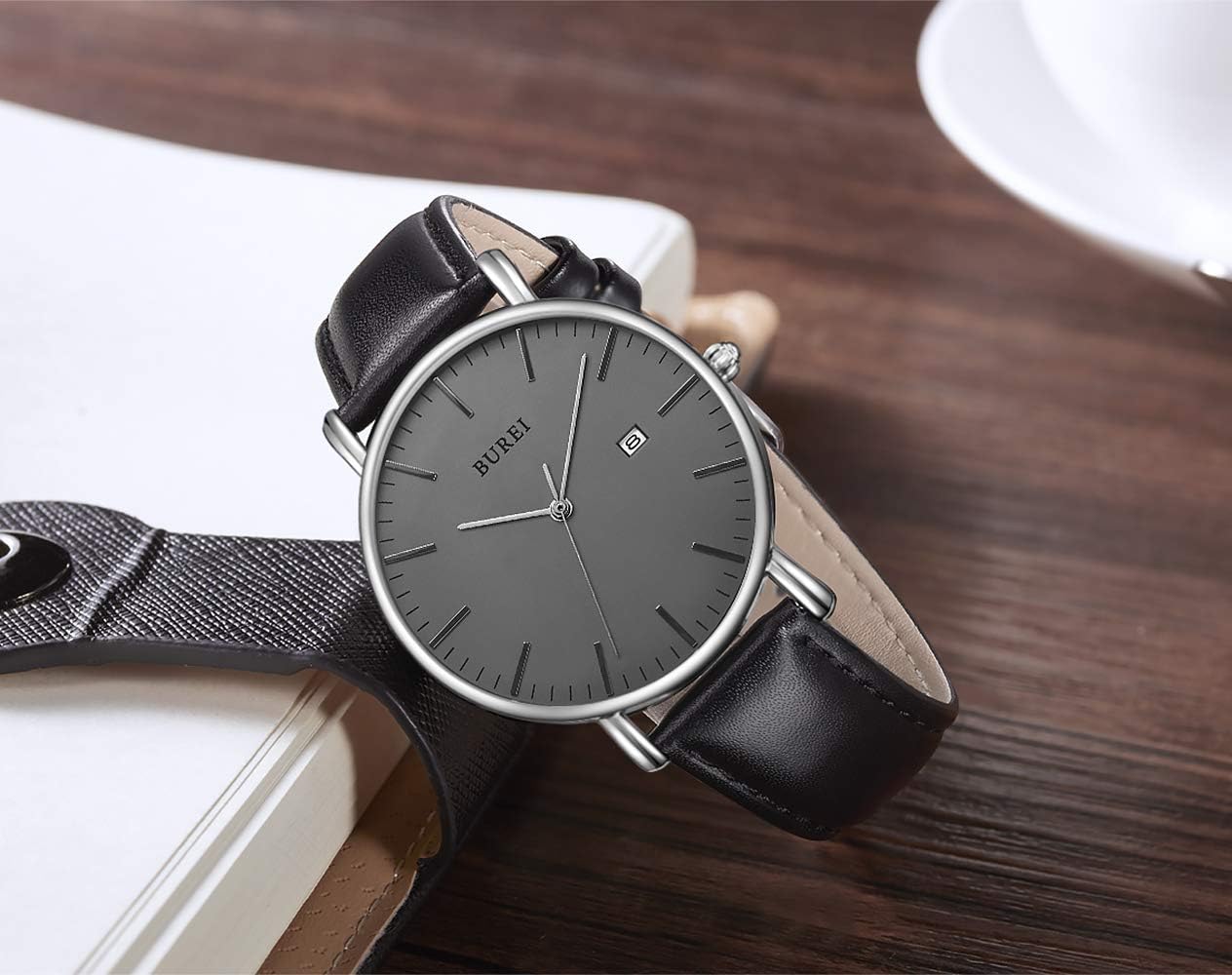 Detalle 2 de BUREI Orologio uomo moderno minimalista 41 mm