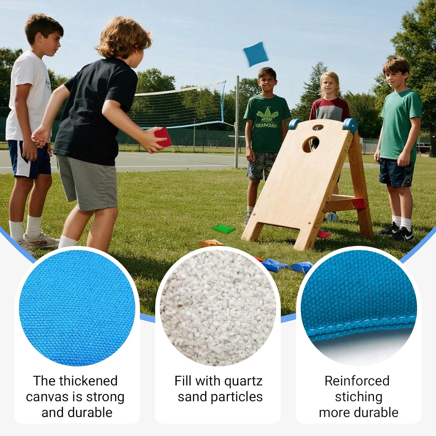 Detalle de FOVVZDIL Bean Bags Kids Throwing – 10x10cm 16-Pack Mini Toss Bags for Indoor and Outdoor Games