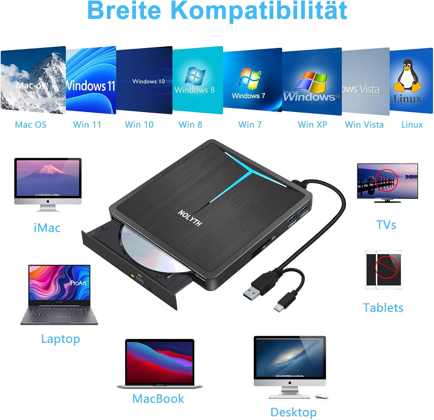 Thumbnail 5 de NOLYTH Externes DVD Laufwerk USB 3.0 💿