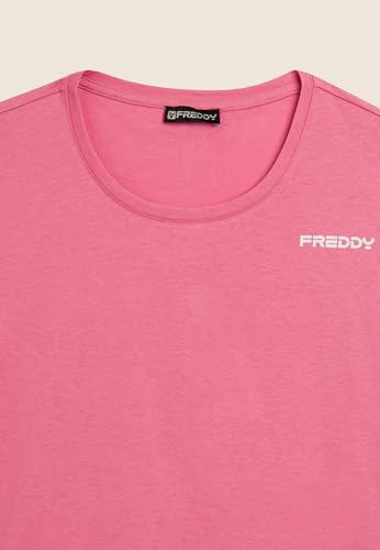 Detalle 1 de FREDDY T-Shirt Cropped Manica Corta con Piccolo Logo – Donna, Cashmere Rose, Large