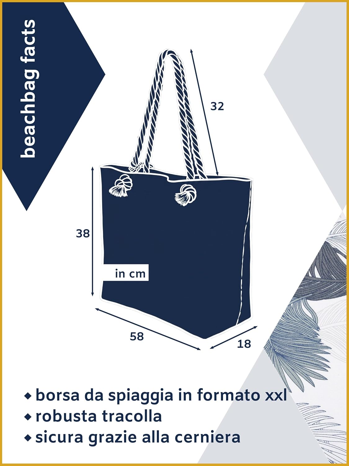 Thumbnail 2 de Borsa spiaggia idrorepellente 58 x 38 x 18 cm