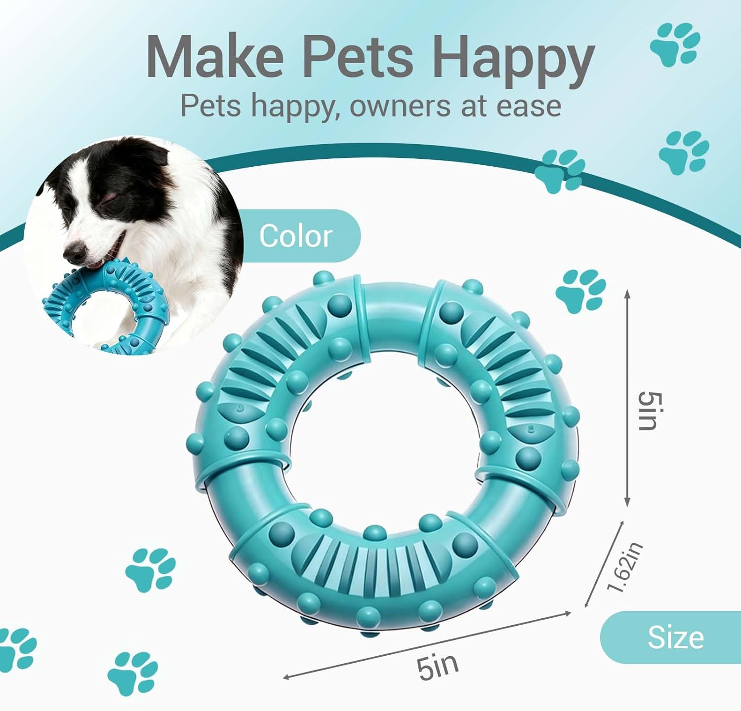 Thumbnail 3 de FSZMMJJ natural solid rubber dog chew ring toy (blue) for aggressive chewers