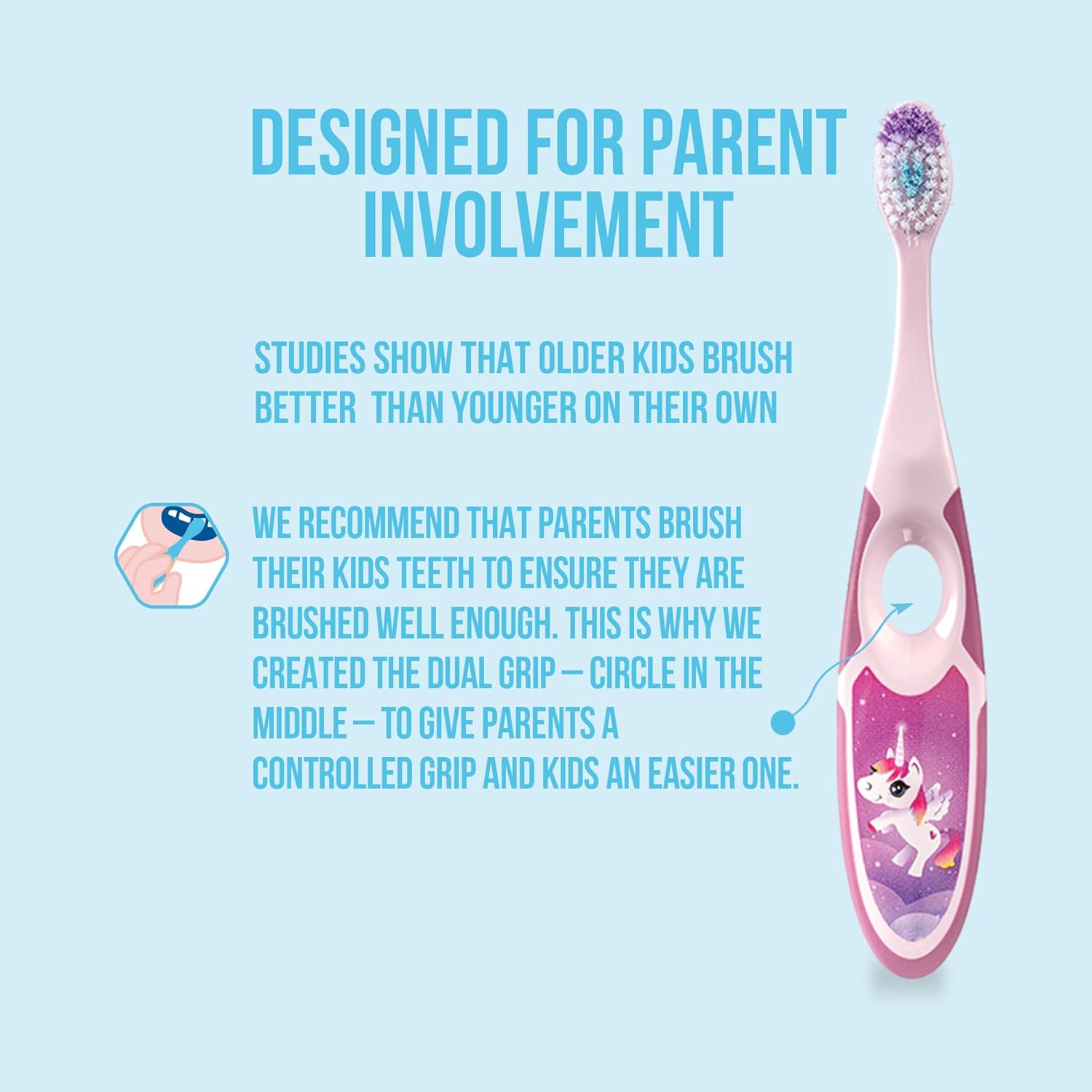 Detalle de Jordan Step 2 Brosse à dents pour enfants (3–5 ans) — Pack 4, poils souples, double poignée, sans BPA, couleur rose et jaune