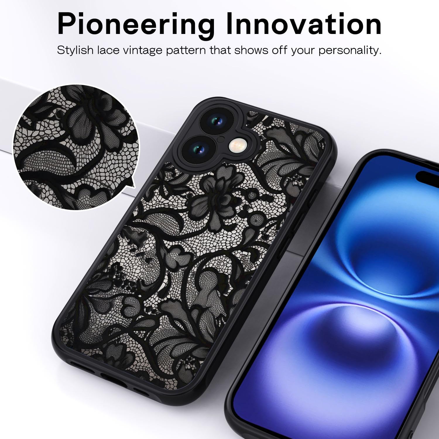 Detalle de XTCASE Coque iPhone 16 1 motif fleur vintage