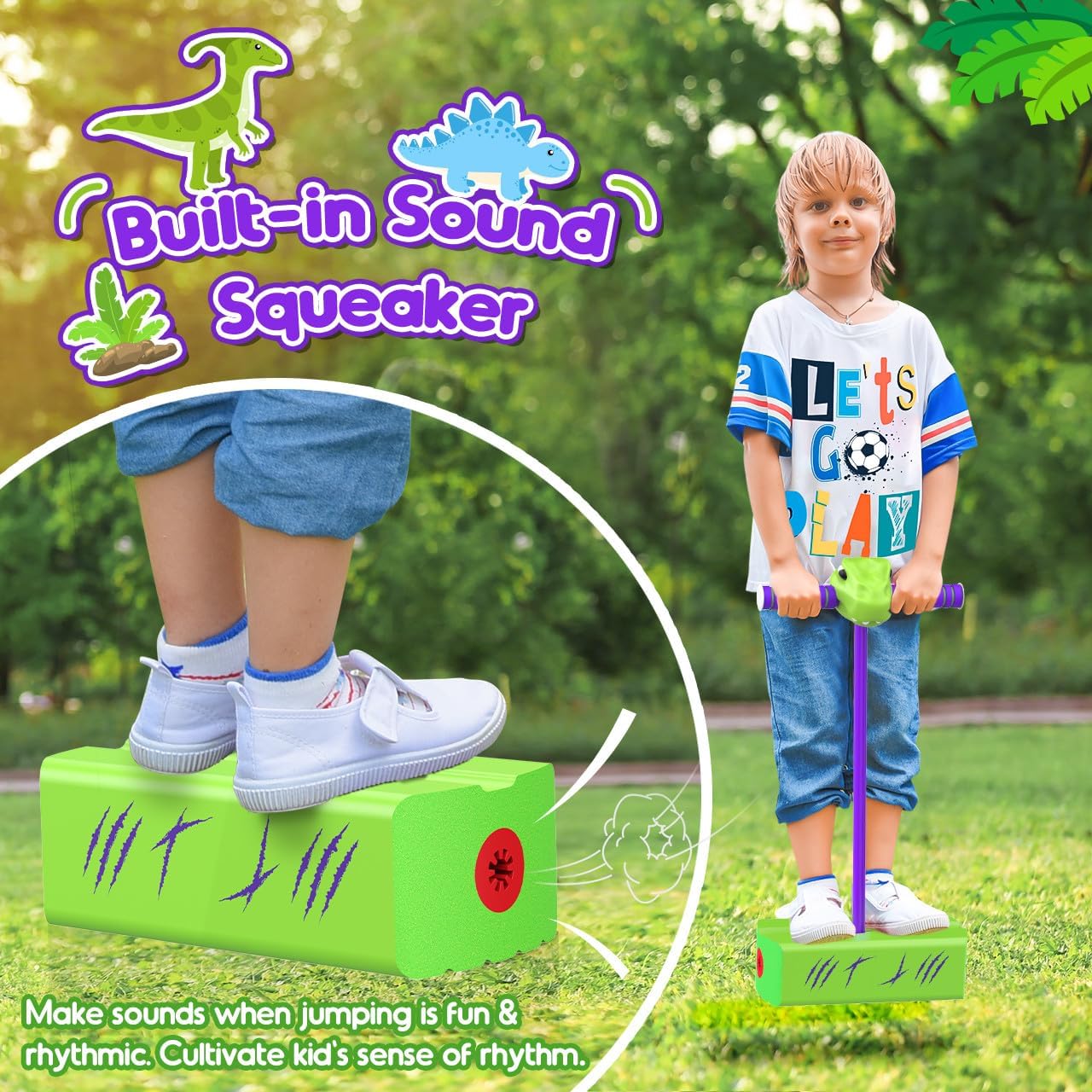 Thumbnail 2 de Toyzey Dinosaur Pogo Jumper Stick Toy (for ages 3–12) with Built-in Squeak Sound