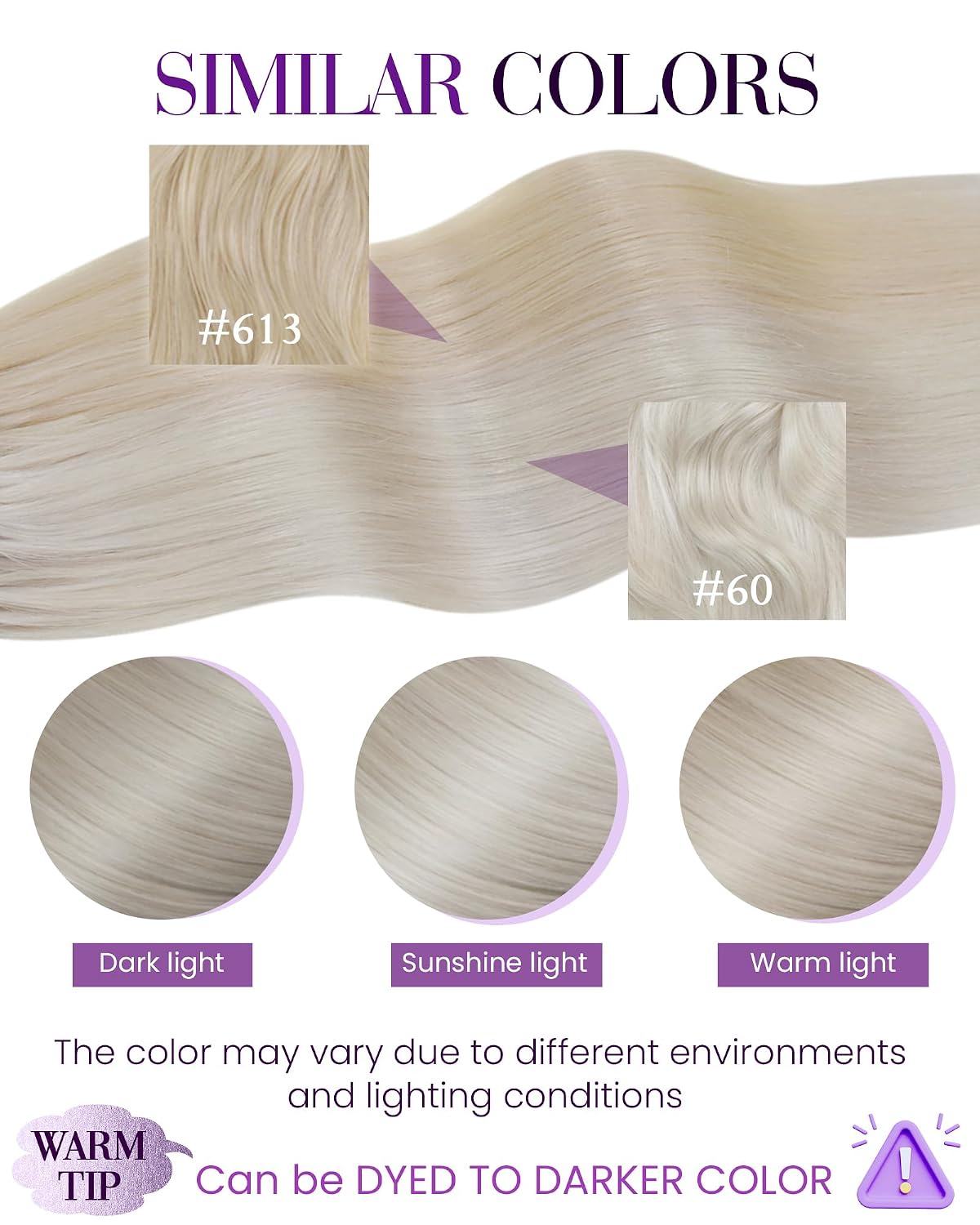 Thumbnail 5 de LaaVoo Bonding Extensions aus Echthaar (Platinblond), U-Tip Keratin Bondings, 1 g/s, 40 cm, 50 g (#60)