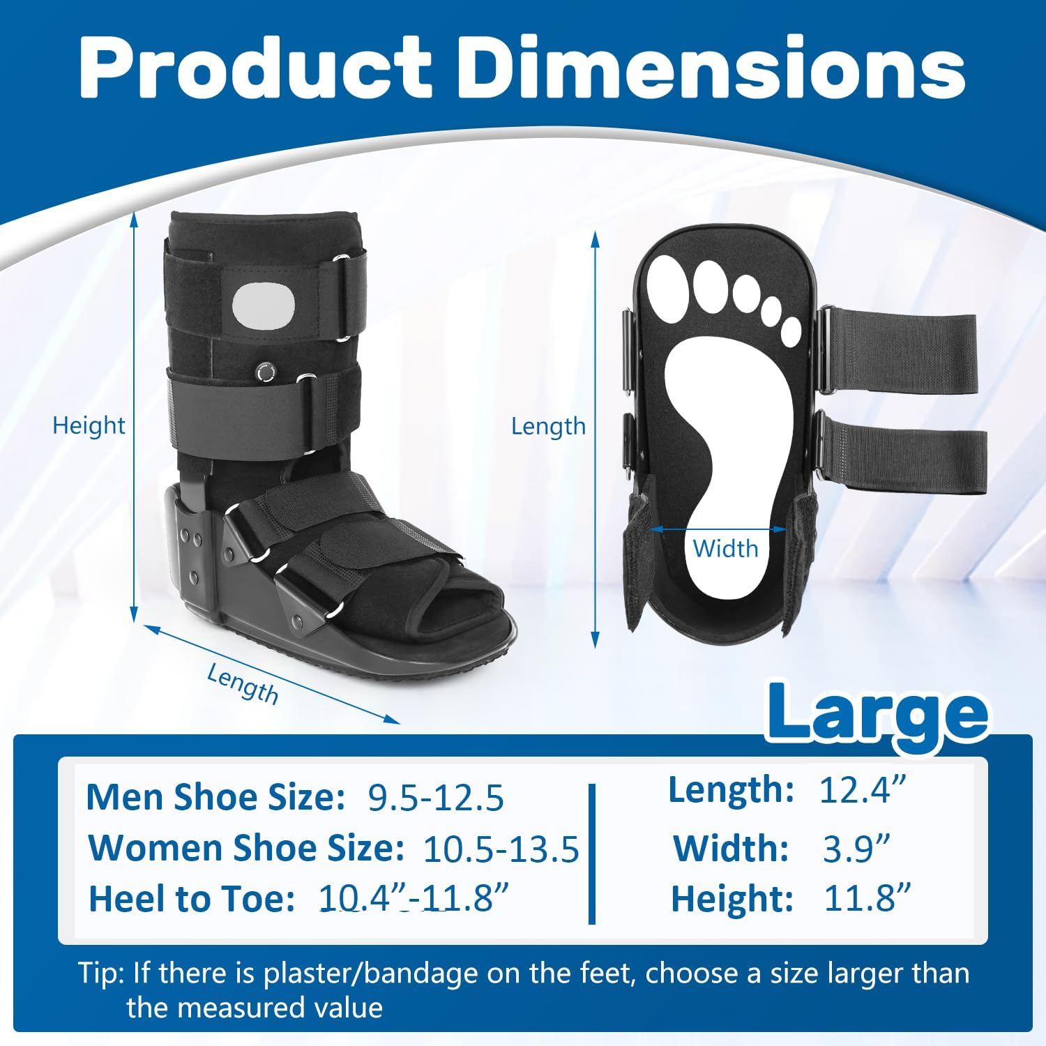 Detalle 1 de kefit OTC002 Walking Boot, Large, with Inflatable Compression and Rocker Sole