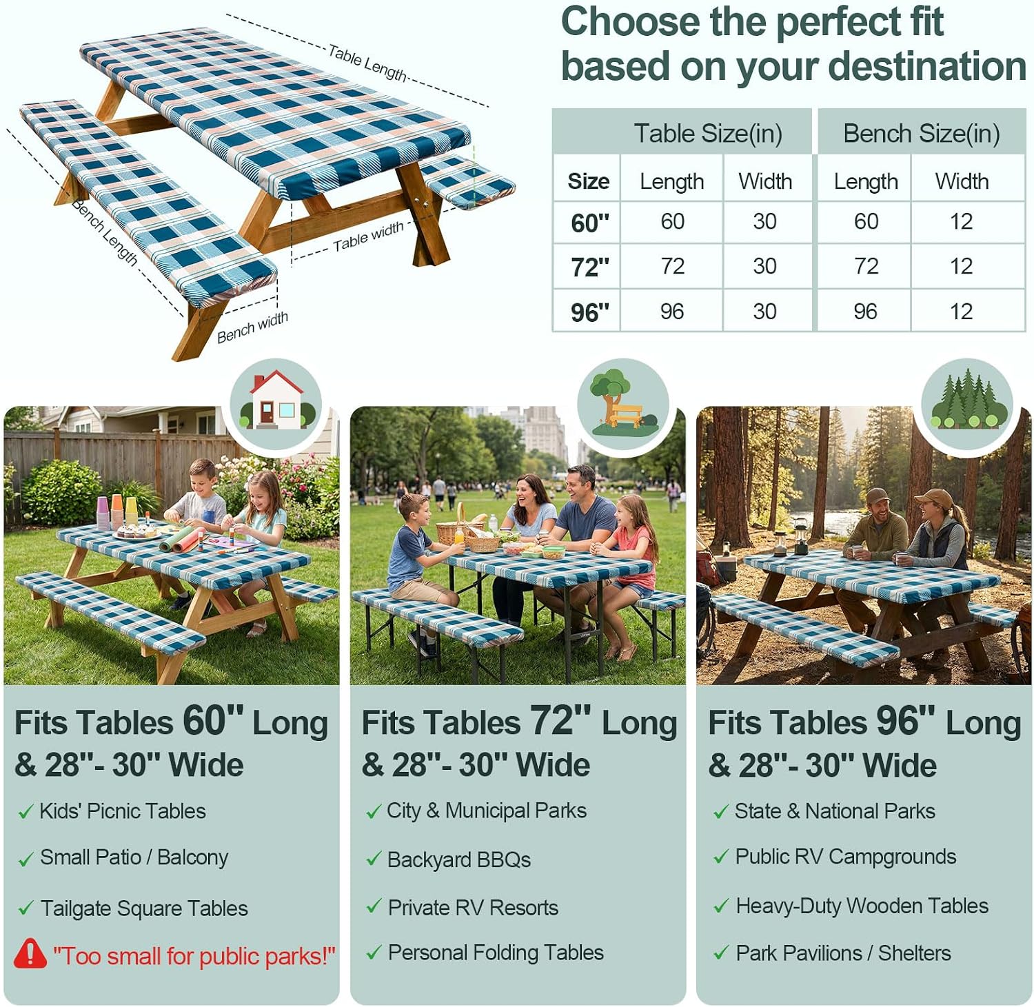 Detalle 1 de Picnic Table Cover Set for 72-Inch Tables