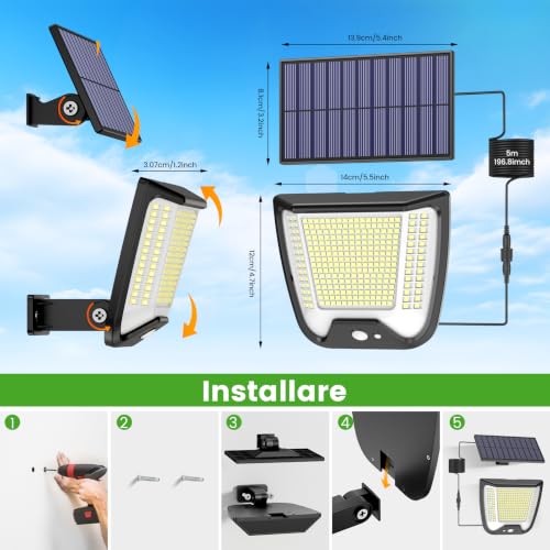 Thumbnail 6 de Luce Solare LED Esterno con Pannello Vanranger — Faro Solar con Sensore movimento