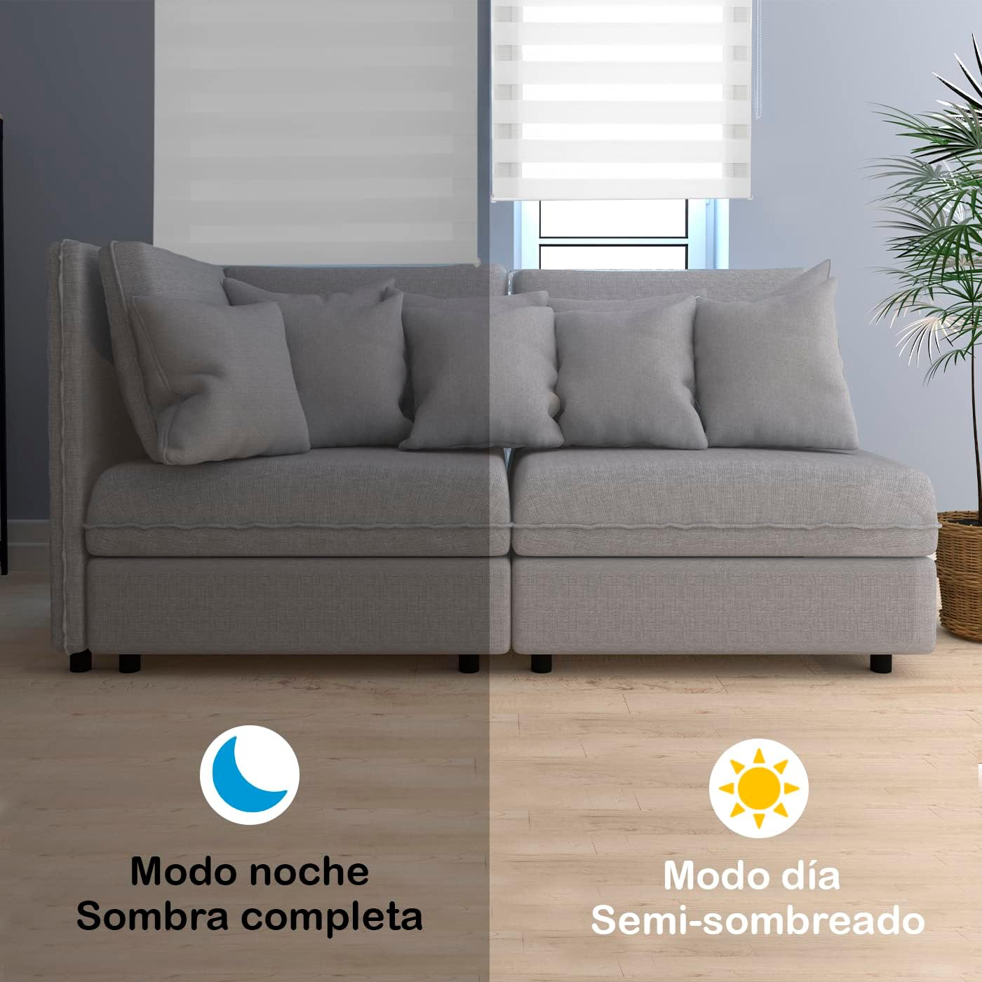 Thumbnail 1 de Mercury Textil Estor Noche y Día 60x180 Blanco