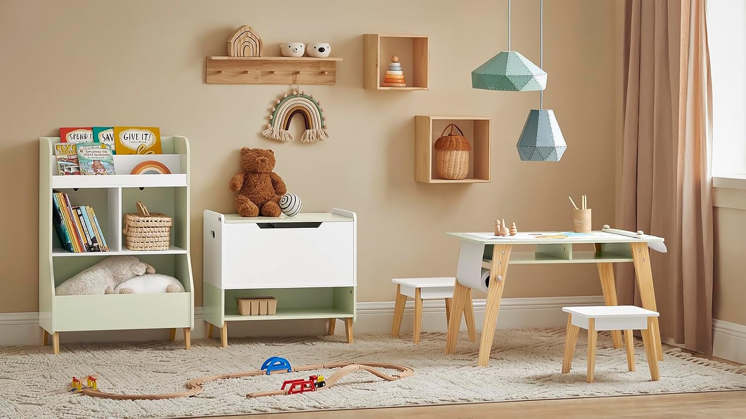 Thumbnail 4 de SoBuy KMB92-GR Juego de mesa infantil 80x44x50 cm