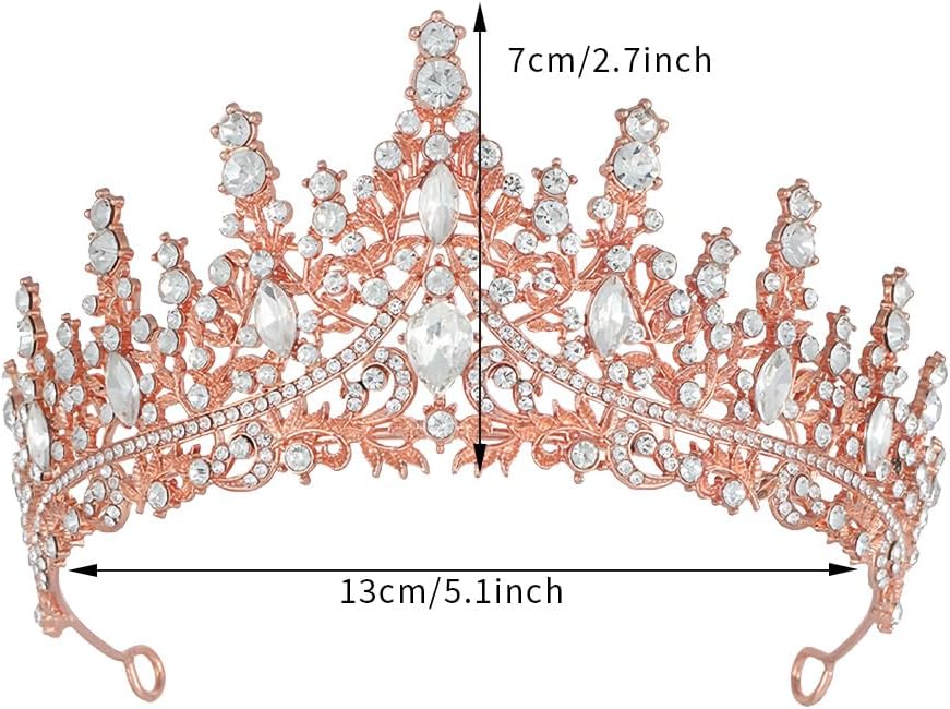 Thumbnail 1 de Krone Damen Königin Prinzessin Kostüm Tiara Kristallkrone Roségold mit Strass – Für Hochzeiten, Geburtstage und Bühnenauftritte