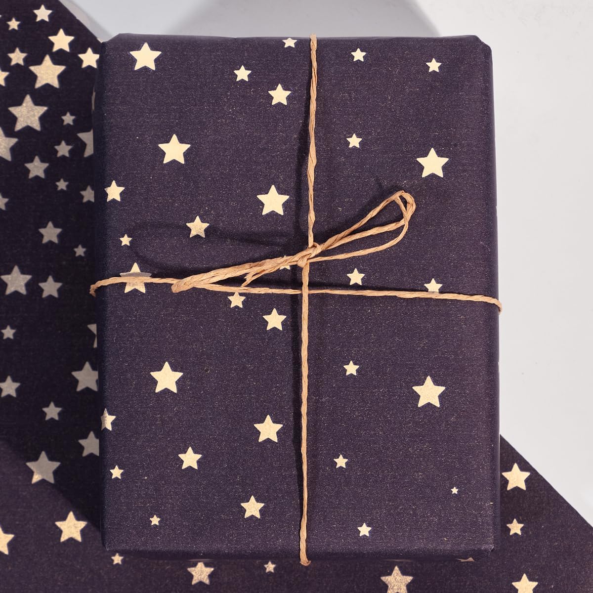 Thumbnail 2 de Birthday Wrapping Paper Roll 43cm x 10m (Blue Kraft with Gold Stars)